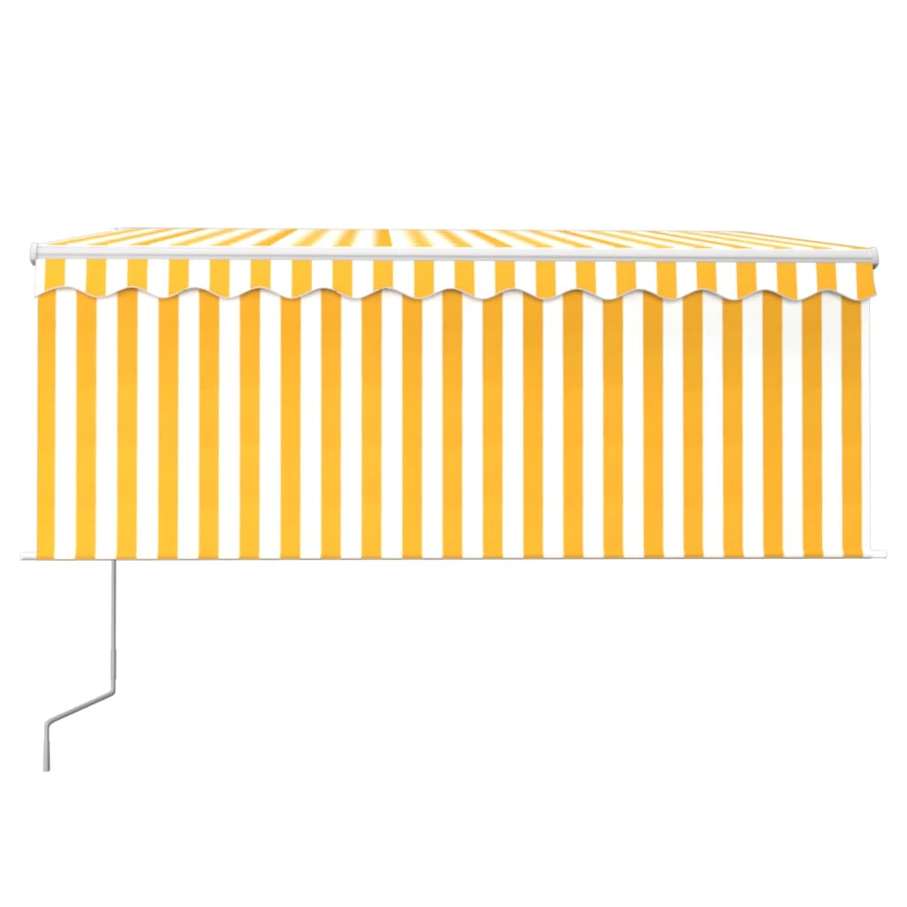 Auvent Automatique Capteur De Vent Et Led 3X2,5M Jaune Et Blanc
