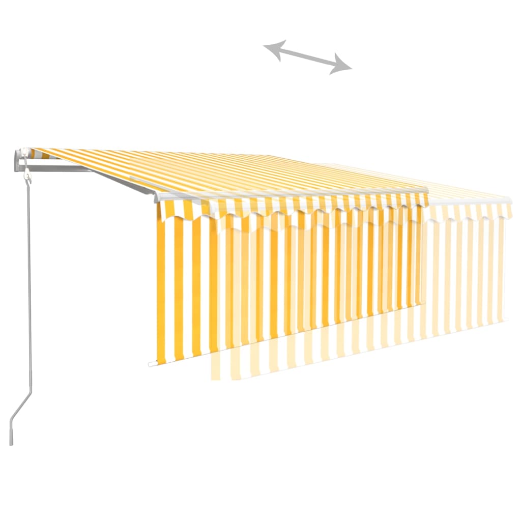 Auvent Automatique Capteur De Vent Et Led 3X2,5M Jaune Et Blanc