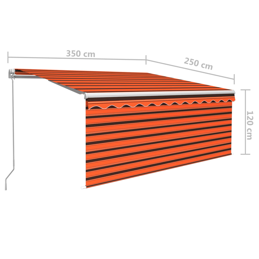 Auvent Rétractable Manuel Store Led 3,5X2,5 M Orange Et Marron