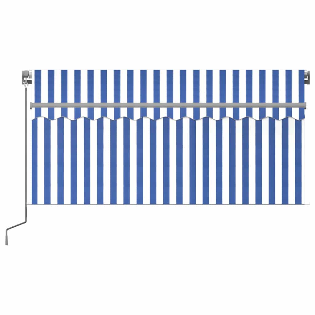 Auvent Manuel Rétractable Et Store Et Led 3X2,5 M Bleu Et Blanc