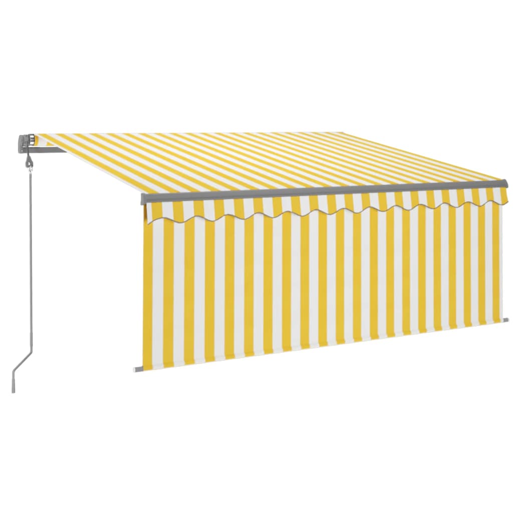 Auvent Automatique Store Capteur De Vent Led 3X2,5M Jaune Blanc Jaune Et Blanc
