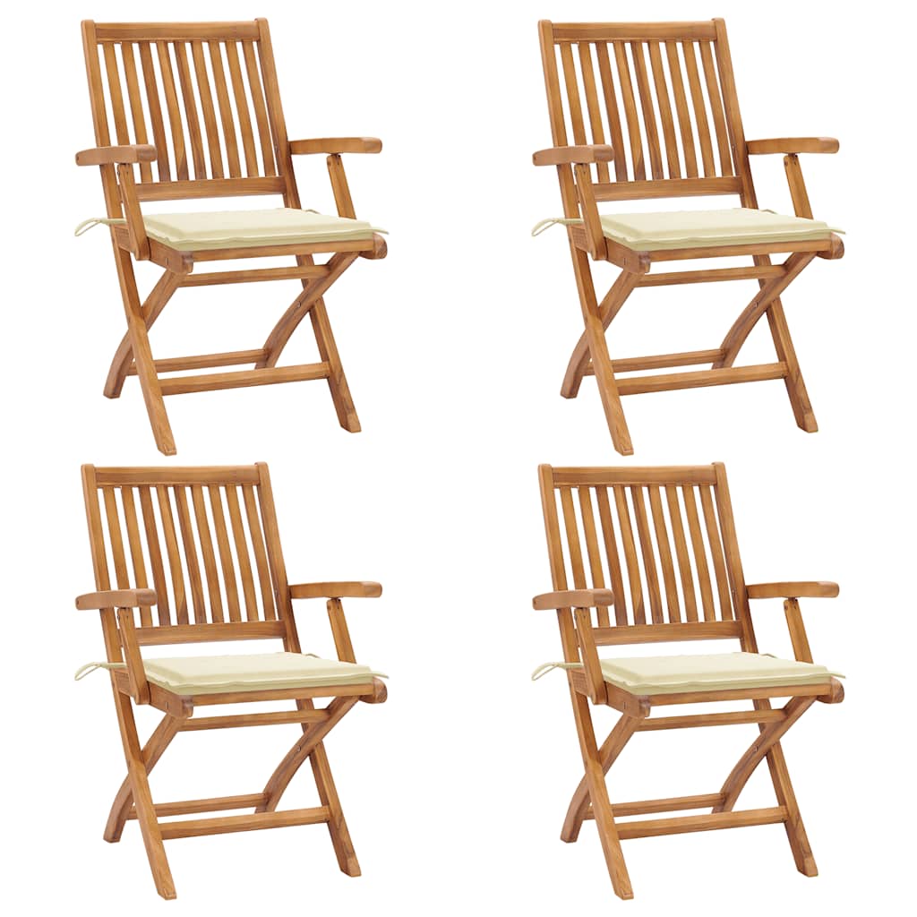 Chaises Pliantes Avec Coussins, 6 Pièces, En Teck Massif