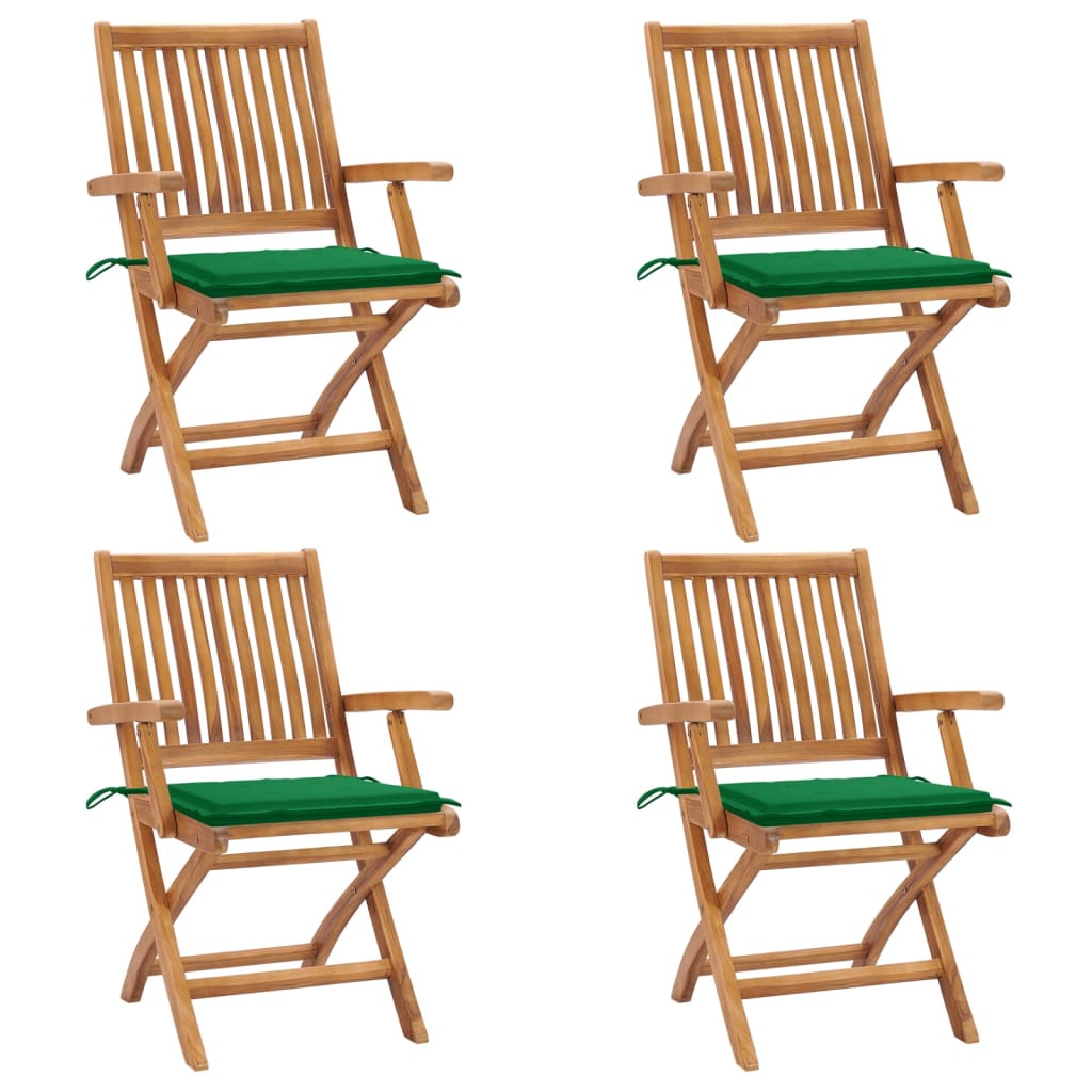 Chaises Pliantes Avec Coussins, 6 Pièces, En Teck Massif