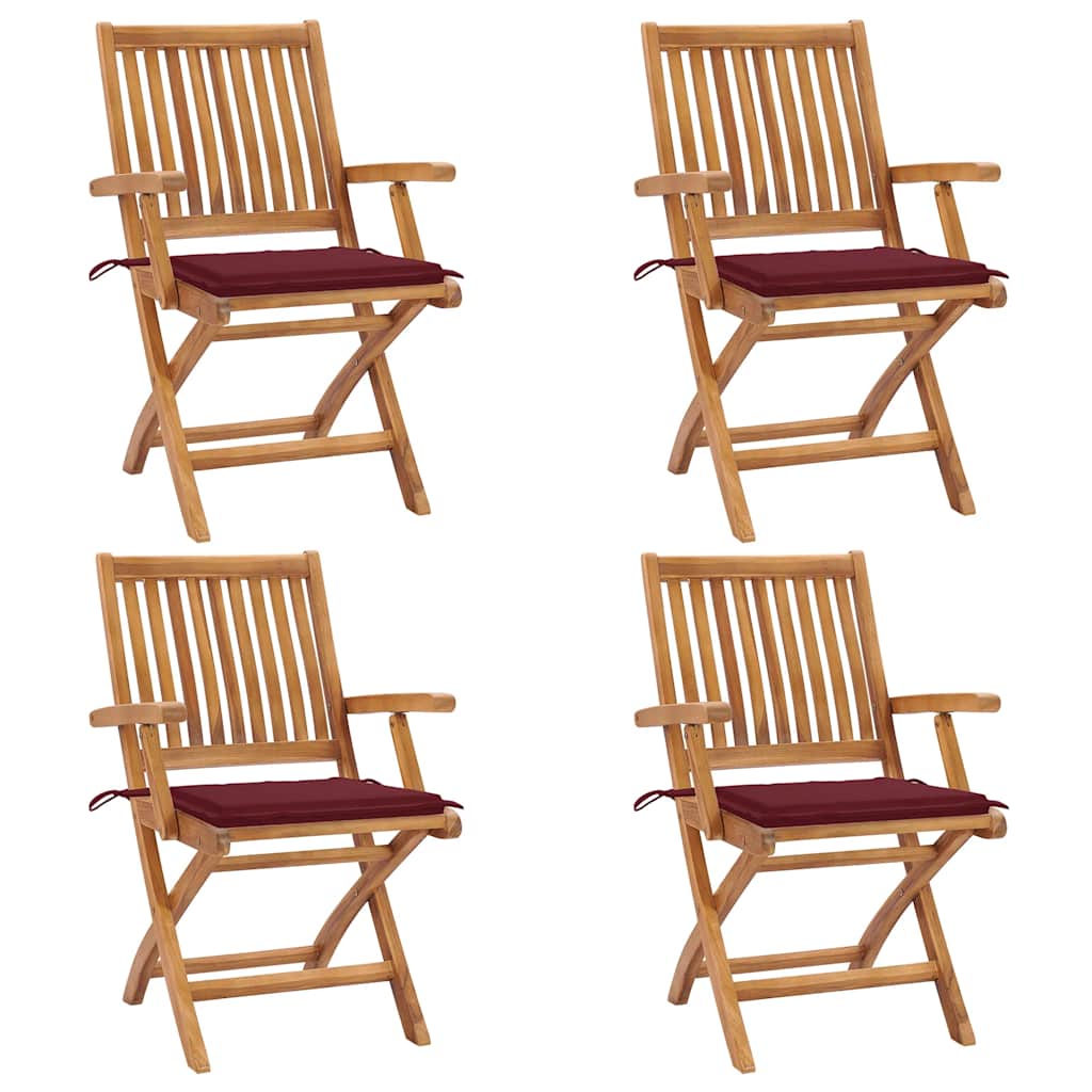 Chaises Pliantes Avec Coussins, 6 Pièces, En Teck Massif
