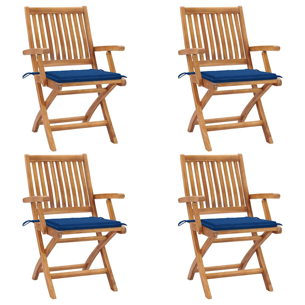 Chaises Pliantes Avec Coussins, 6 Pièces, En Teck Massif