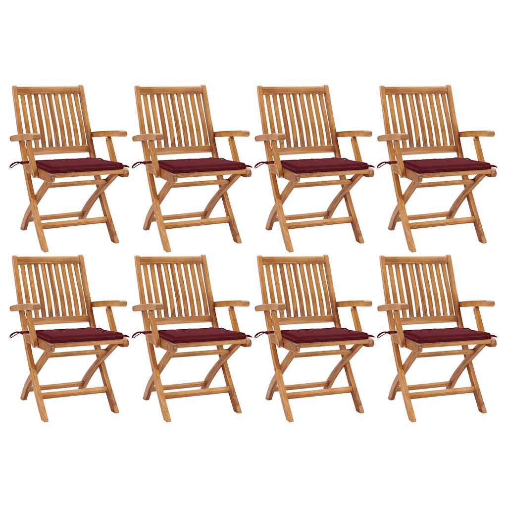 Chaises Pliantes Avec Coussins, 6 Pièces, En Teck Massif