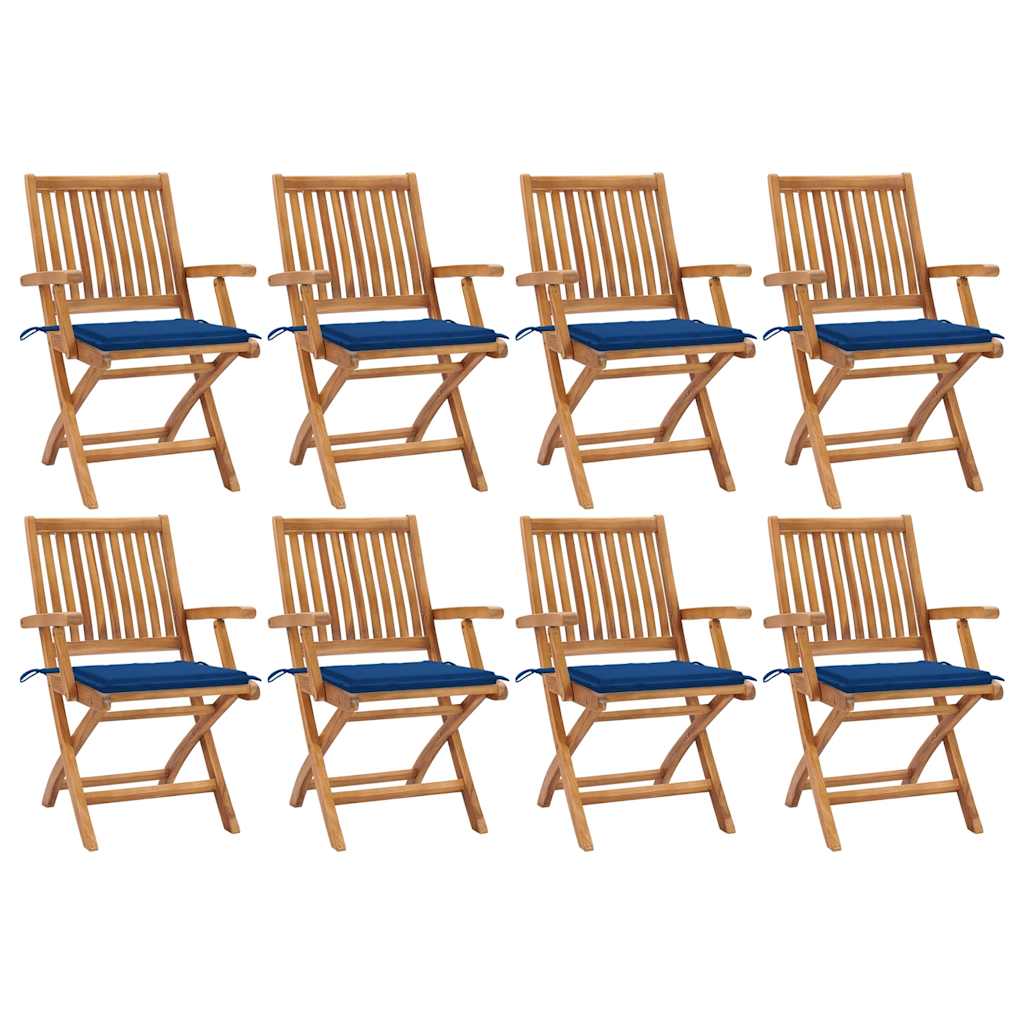 Chaises Pliantes Avec Coussins, 6 Pièces, En Teck Massif
