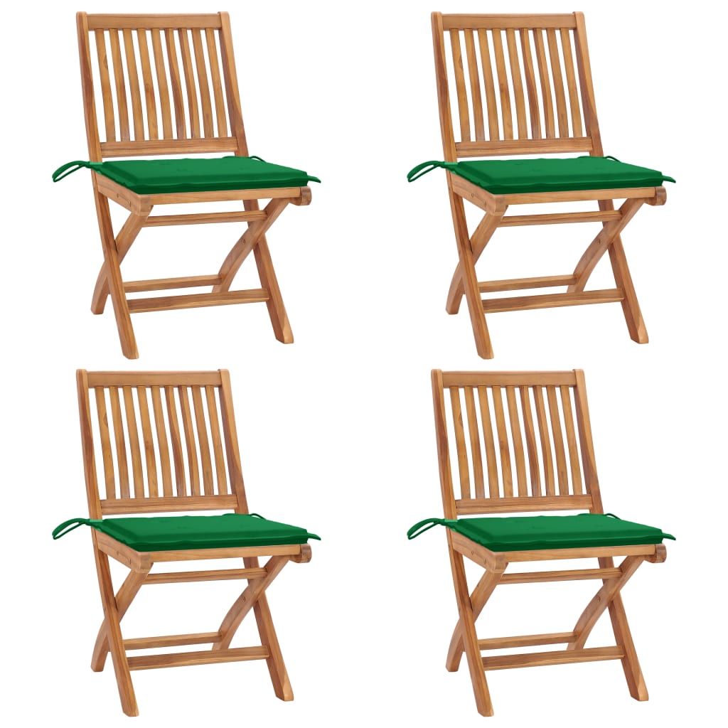 Chaises Pliantes Avec Coussins, 6 Pièces, En Teck Massif