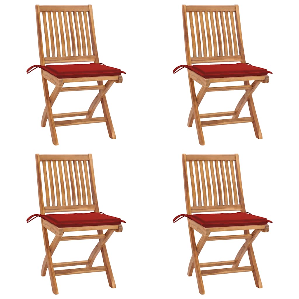 Chaises Pliantes Avec Coussins, 6 Pièces, En Teck Massif