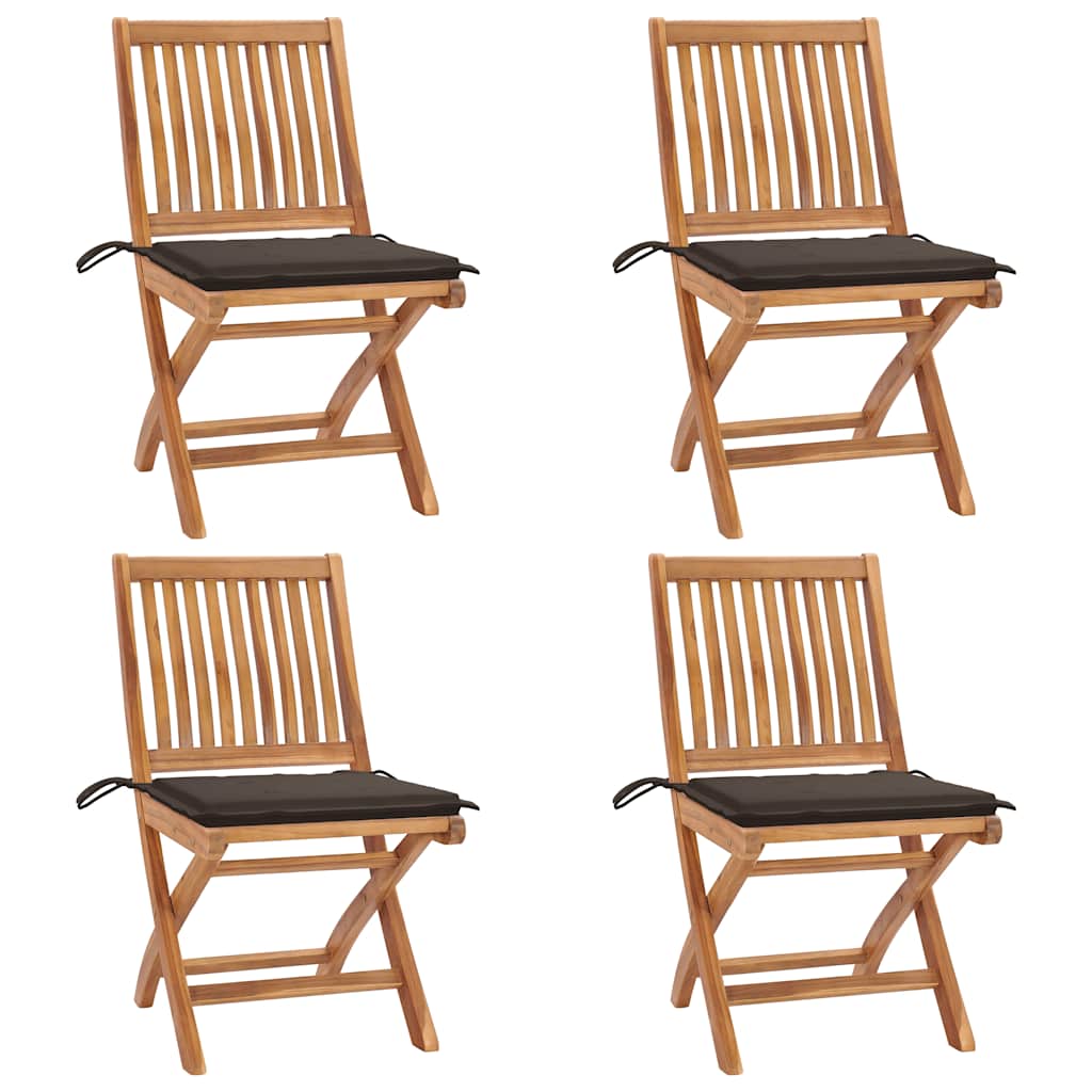 Chaises Pliantes Avec Coussins, 6 Pièces, En Teck Massif