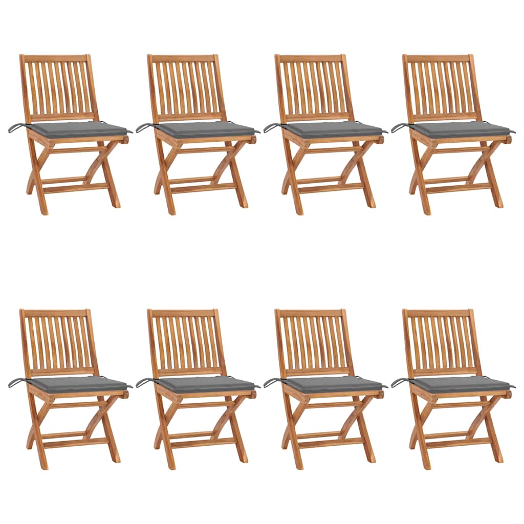 Chaises Pliantes Avec Coussins, 6 Pièces, En Teck Massif
