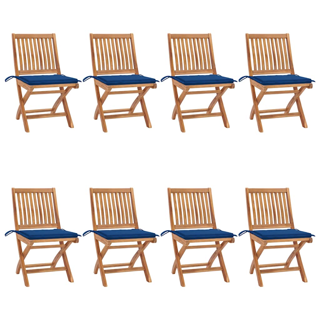 Chaises Pliantes Avec Coussins, 6 Pièces, En Teck Massif