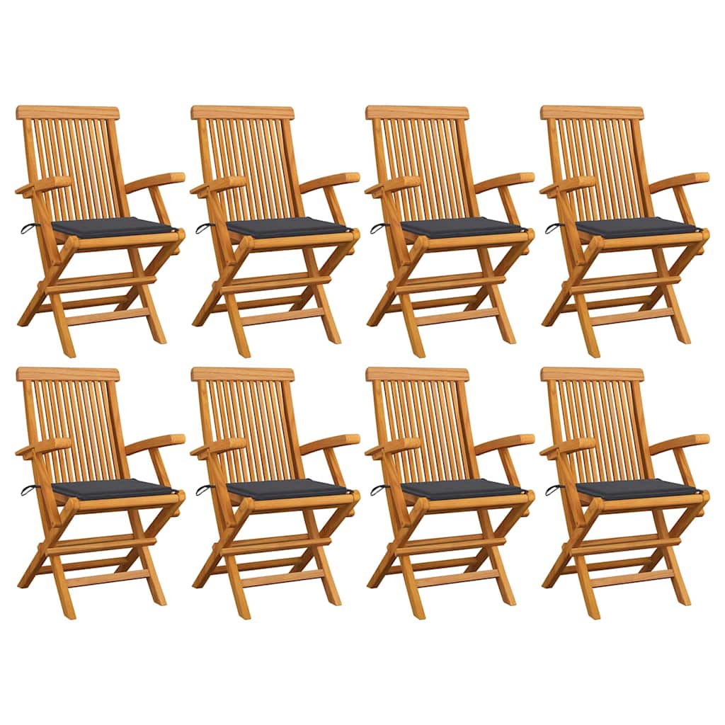 Chaises Pliantes Avec Coussins À Carreaux Rouges (6 Pièces) En Bois De Teck Massif
