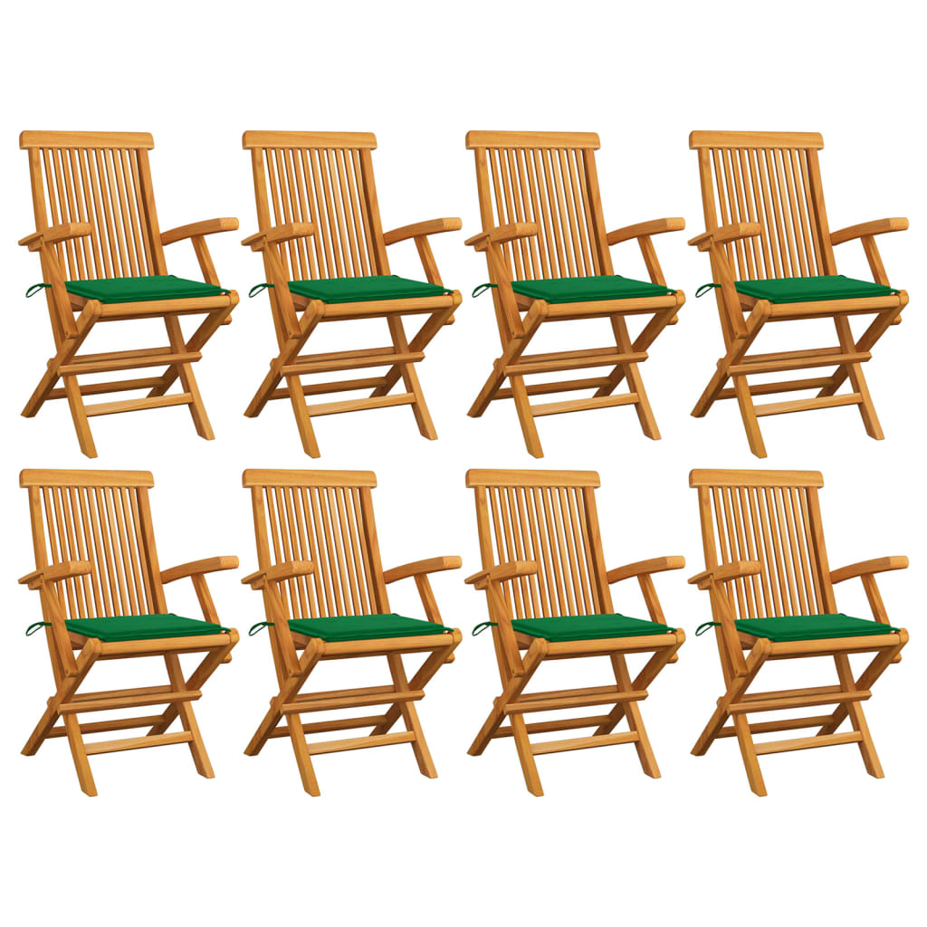 Chaises Pliantes Avec Coussins À Carreaux Rouges (6 Pièces) En Bois De Teck Massif