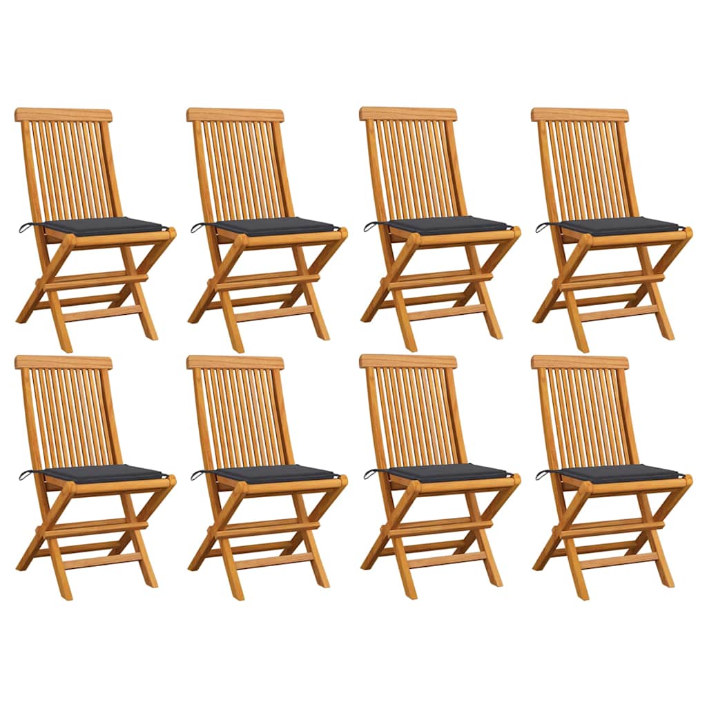 Chaises Pliantes Avec Coussins À Carreaux Rouges (6 Pièces) En Bois De Teck Massif