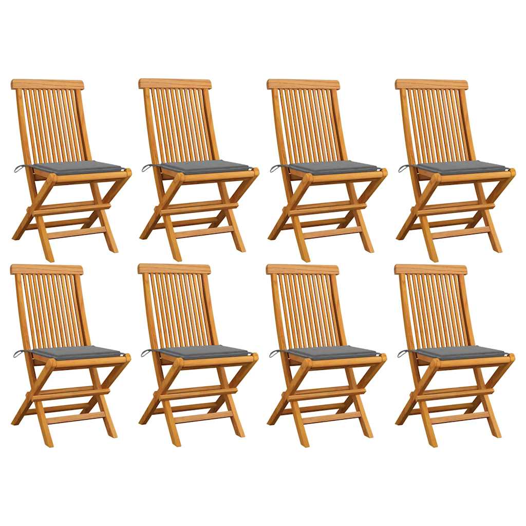 Chaises Pliantes Avec Coussins À Carreaux Rouges (6 Pièces) En Bois De Teck Massif