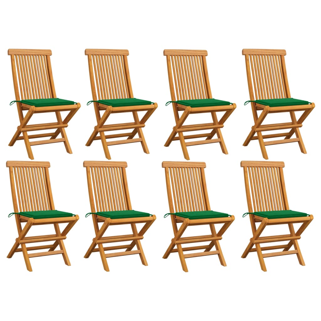 Chaises Pliantes Avec Coussins À Carreaux Rouges (6 Pièces) En Bois De Teck Massif