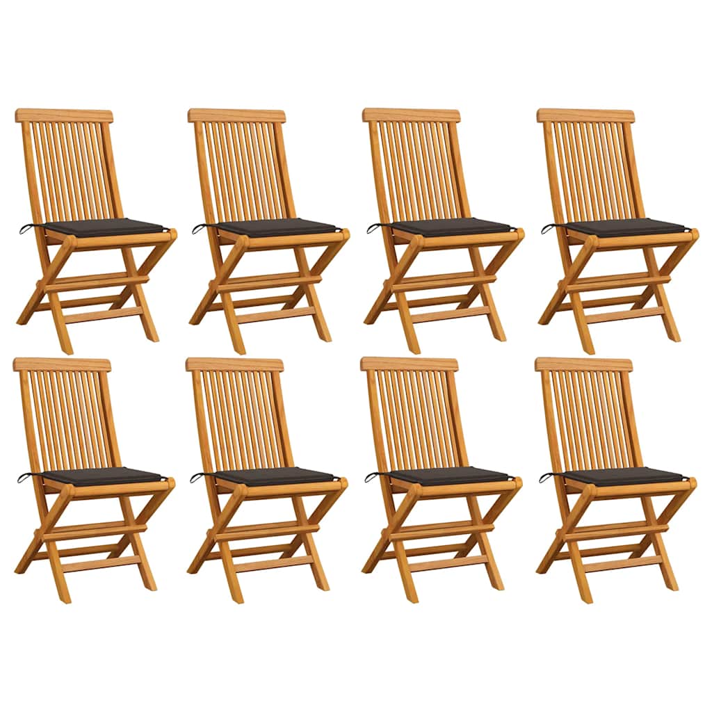 Chaises Pliantes Avec Coussins À Carreaux Rouges (6 Pièces) En Bois De Teck Massif