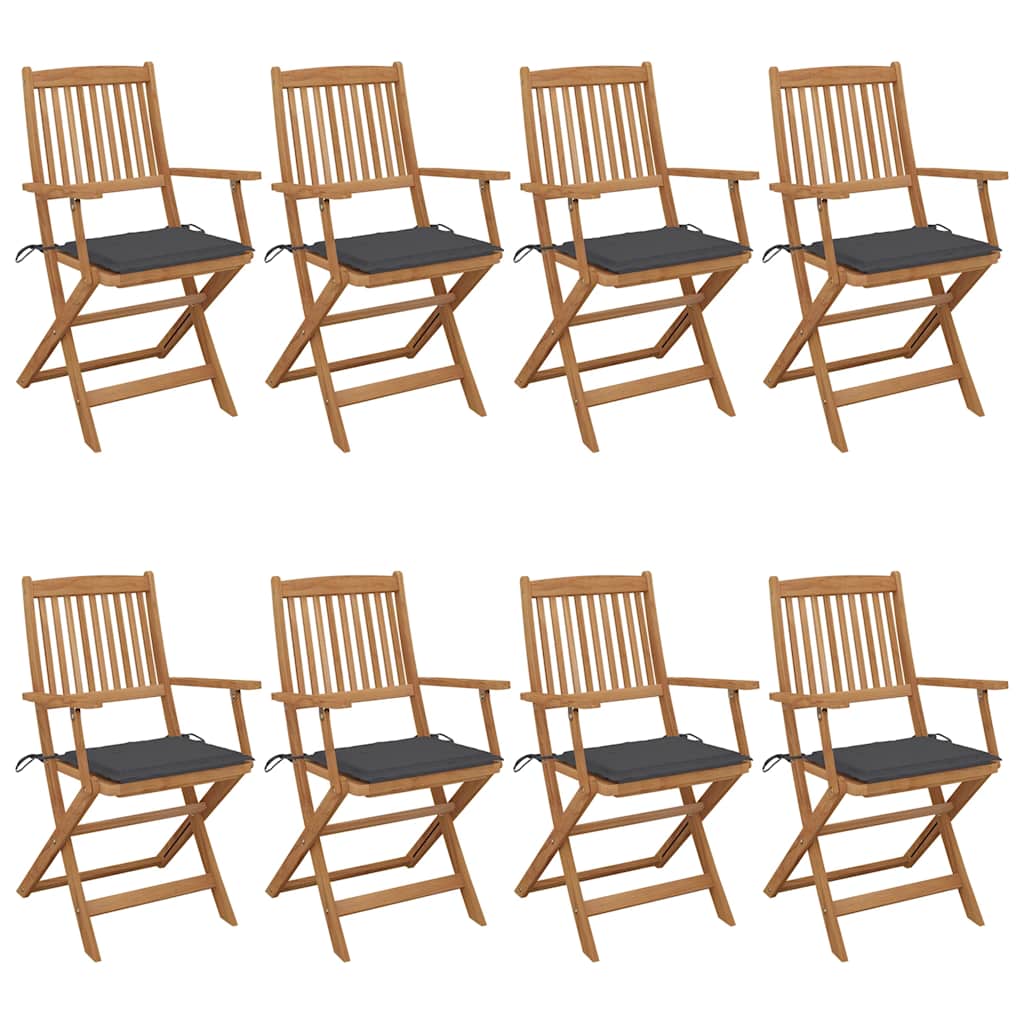 Chaises Pliantes 6 Pièces Avec Coussins En Bois D'acacia Massif