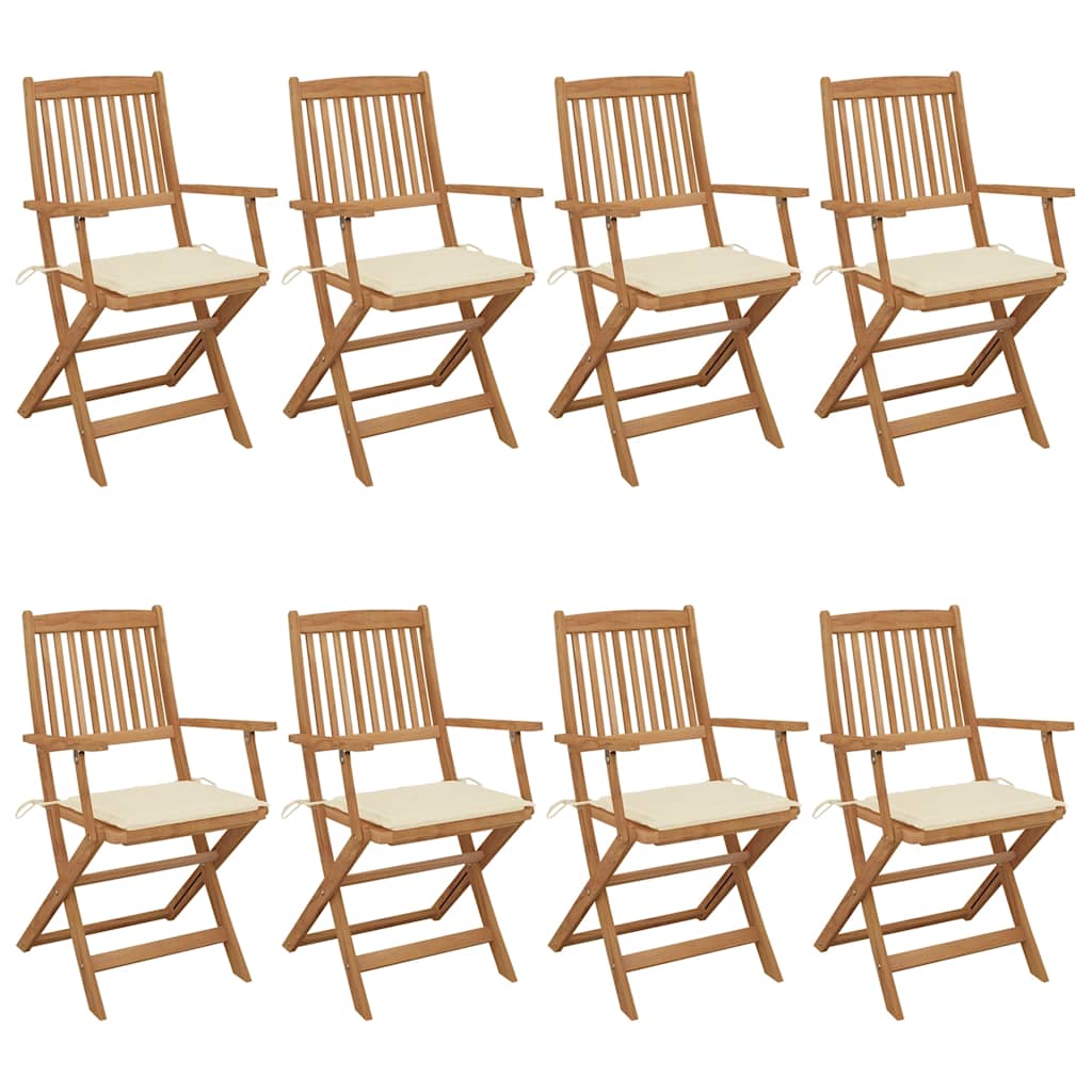 Chaises Pliantes 6 Pièces Avec Coussins En Bois D'acacia Massif