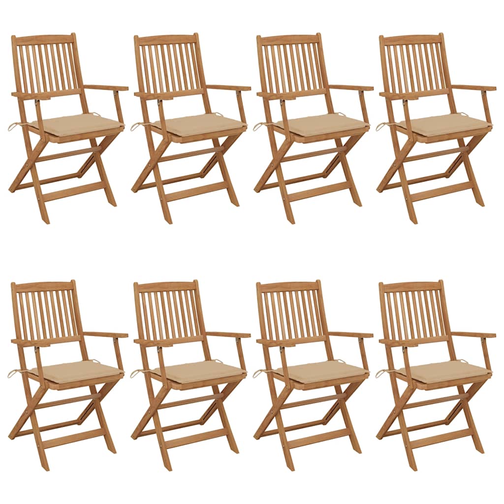 Chaises Pliantes 6 Pièces Avec Coussins En Bois D'acacia Massif