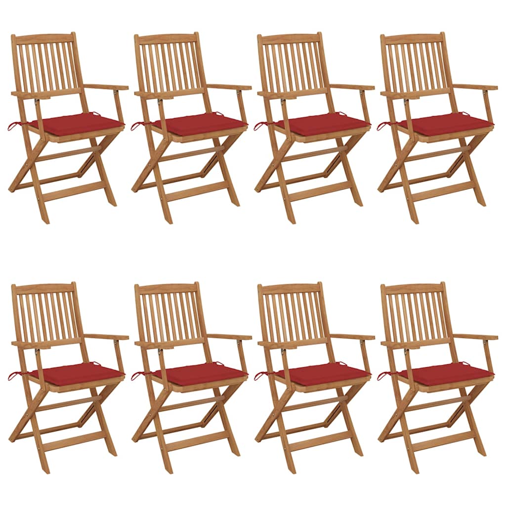 Chaises Pliantes 6 Pièces Avec Coussins En Bois D'acacia Massif