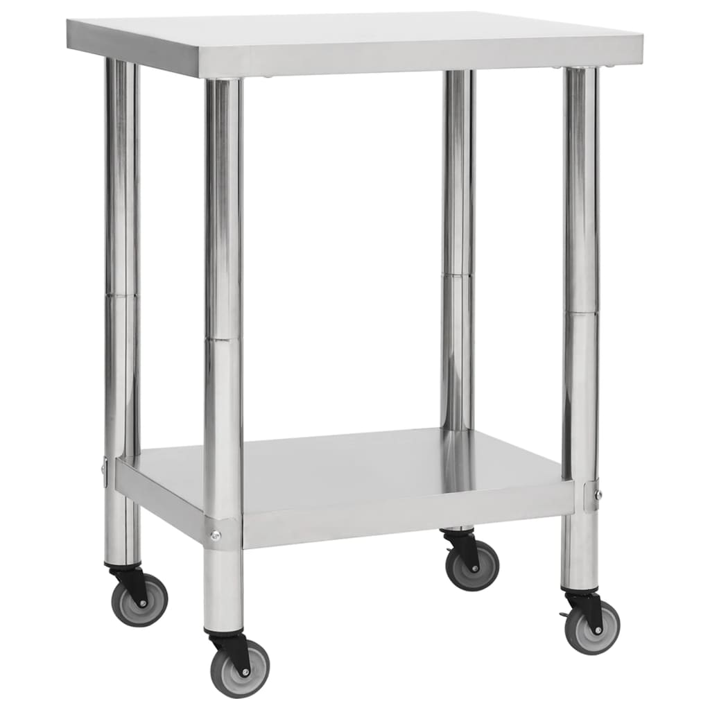 Table De Travail De Cuisine Avec Roues Inox