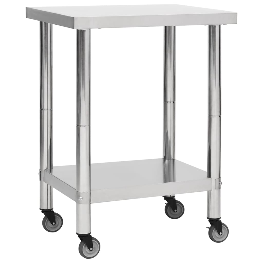 Table De Travail De Cuisine Avec Roues Inox