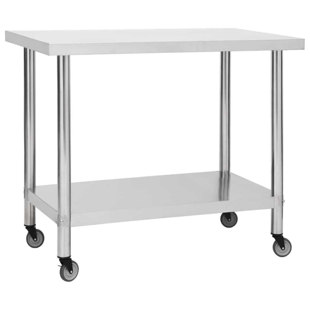 Table De Travail De Cuisine Avec Roues Inox