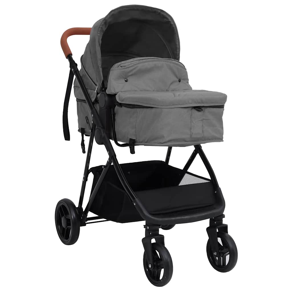 Poussette Pour Bébé 3-En-1 Et Noir Acier