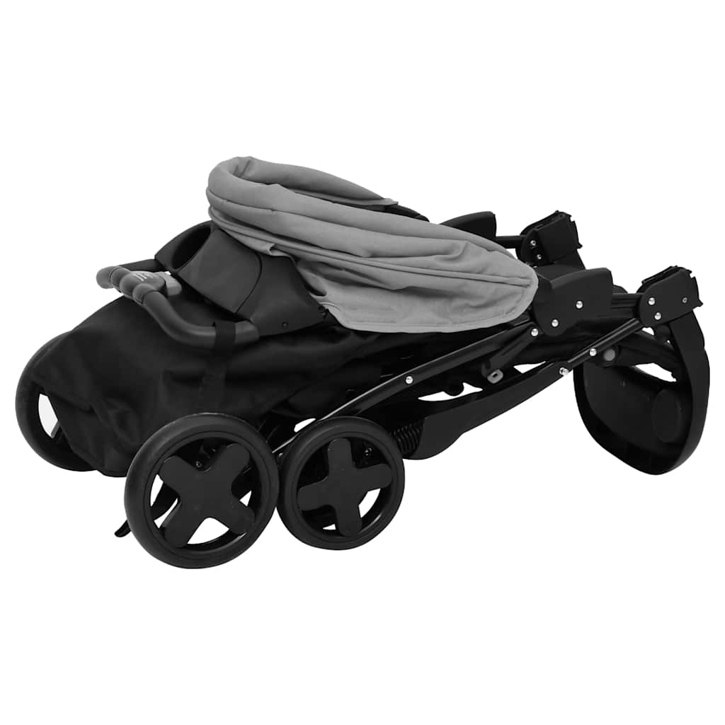 Poussette Pour Bébé 2-En-1 Et Noir Acier