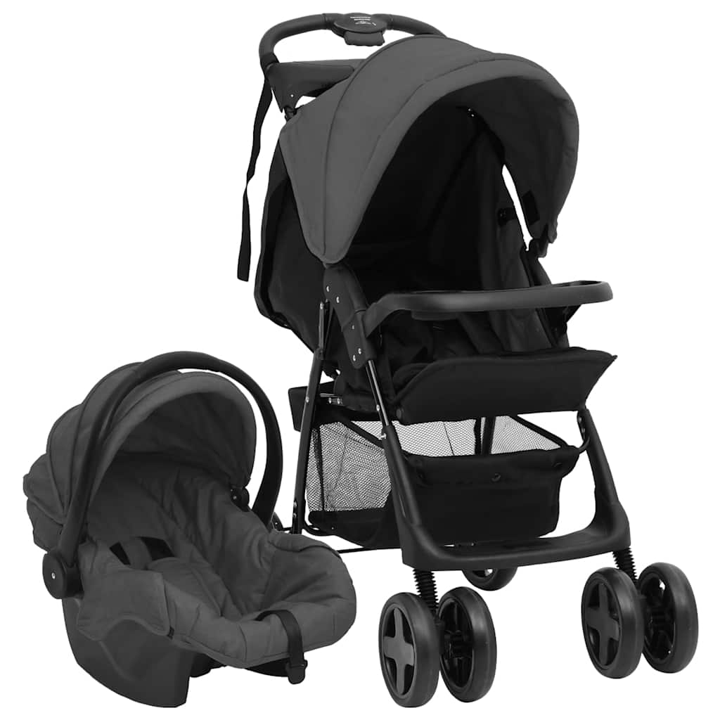 Poussette Pour Bébé 2-En-1 Et Noir Acier