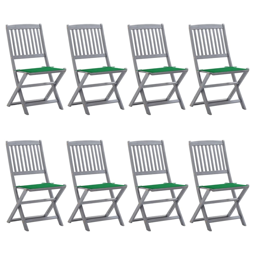 Chaises Pliantes 6 Pièces Avec Coussins En Bois D'acacia Massif