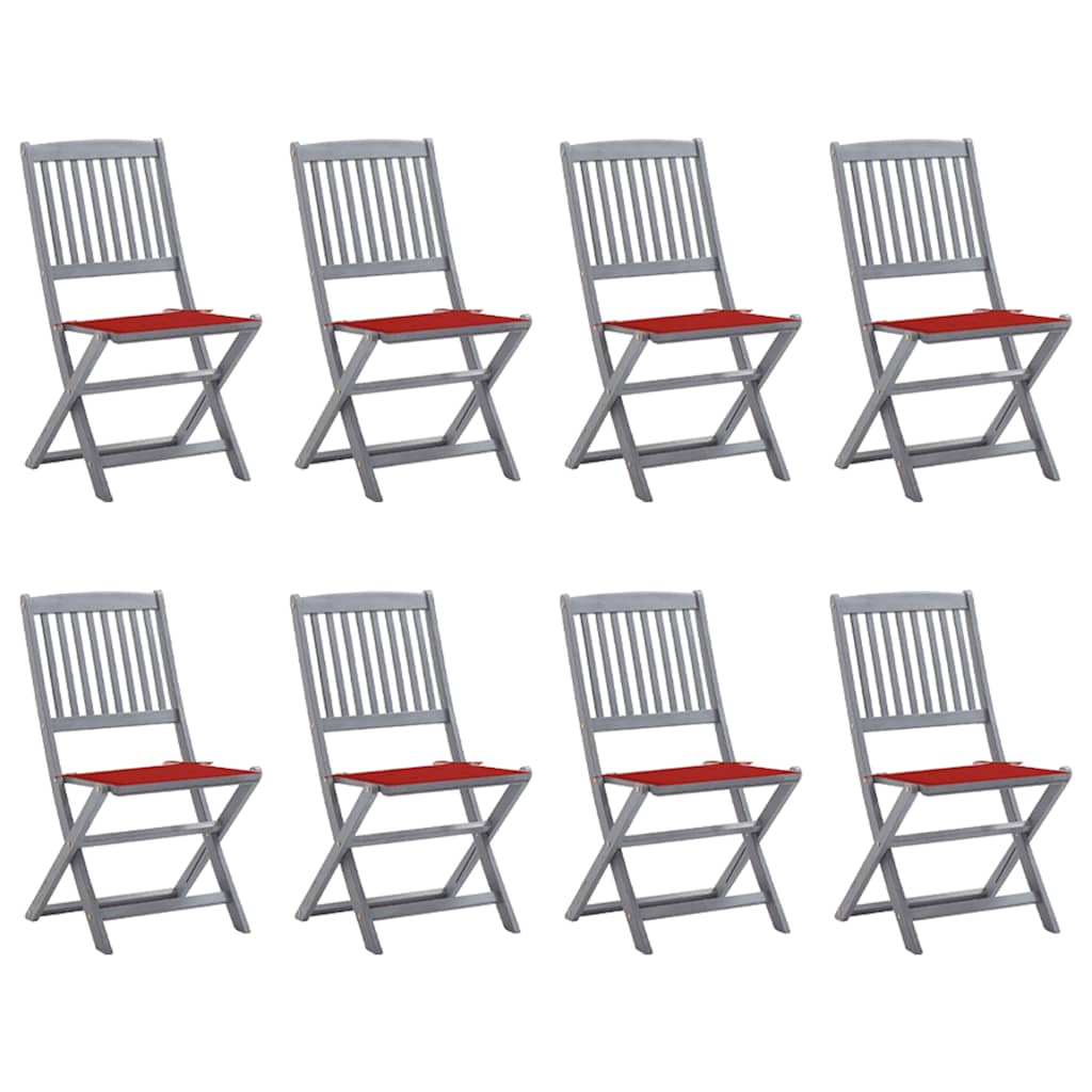 Chaises Pliantes 6 Pièces Avec Coussins En Bois D'acacia Massif