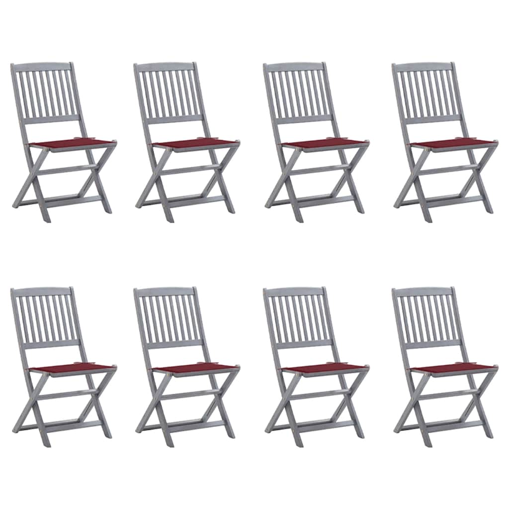 Chaises Pliantes 6 Pièces Avec Coussins En Bois D'acacia Massif