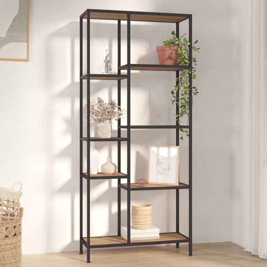 Étagère À Livres 80X30X Acier Et Bois D'ingénierie