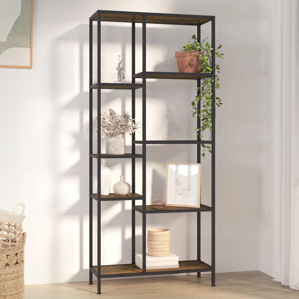 Étagère À Livres 80X30X Acier Et Bois D'ingénierie