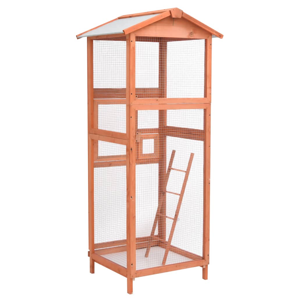 Cage À Oiseaux 68X62X166 Cm Bois De Sapin Massif