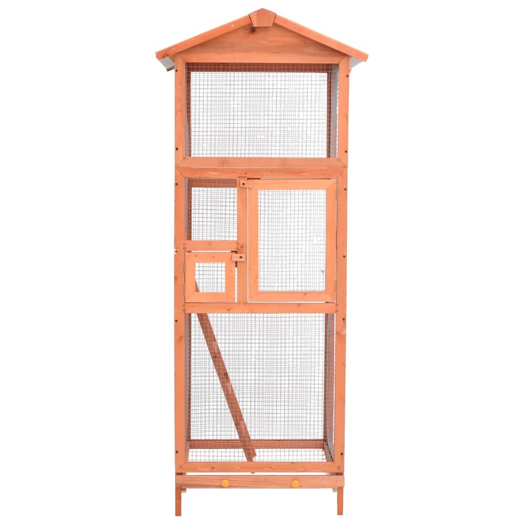 Cage À Oiseaux 68X62X166 Cm Bois De Sapin Massif