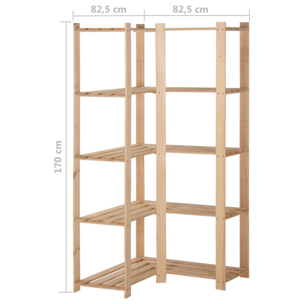 Étagère D'angle De Rangement 5 Niveaux 82,5X82,5X170 Cm Pin
