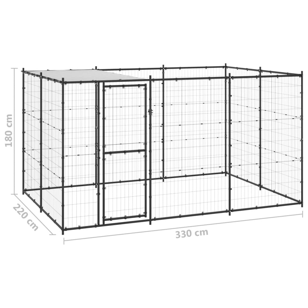 Chenil Extérieur Acier Avec Toit 7,26 M² Oui