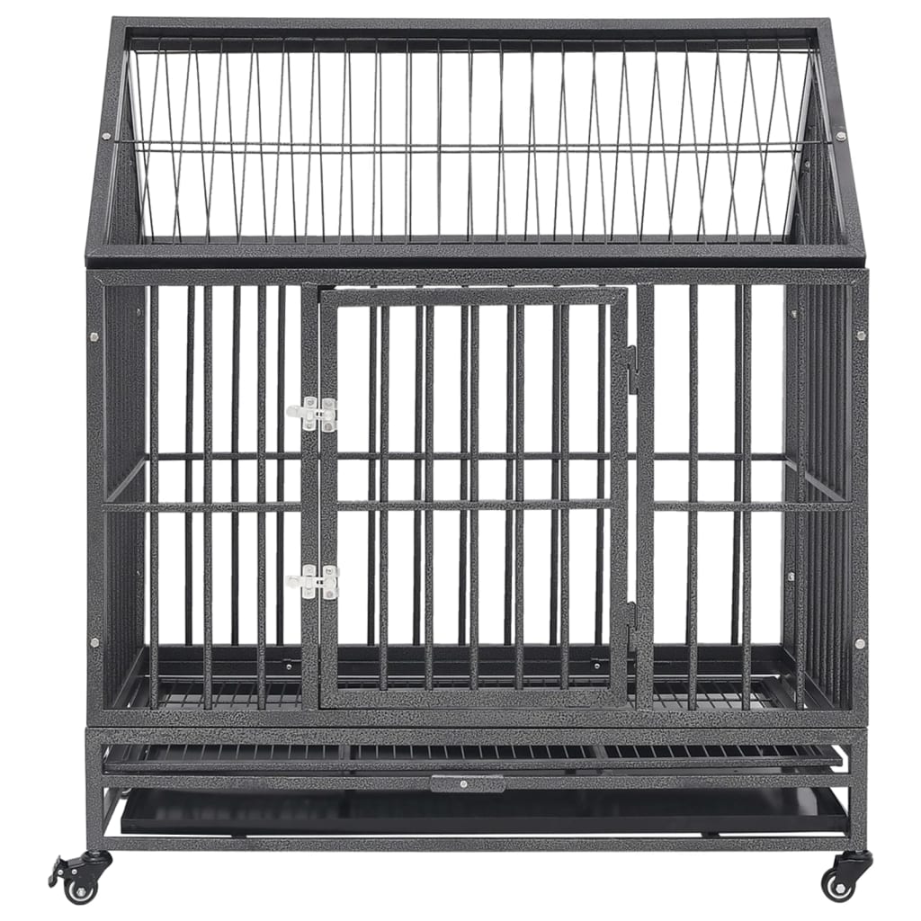 Cage Pour Chien Avec Roues Et Toit Acier