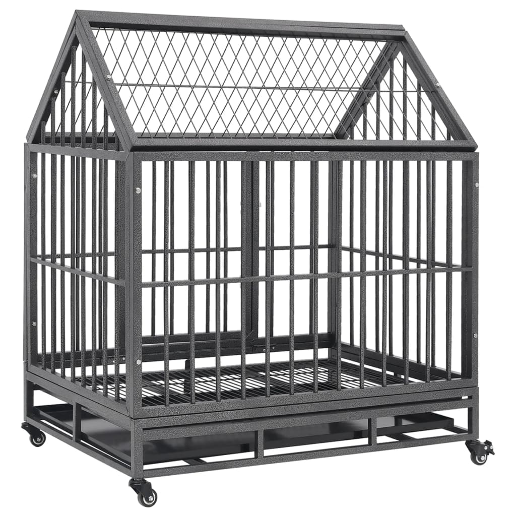 Cage Pour Chien Avec Roues Et Toit Acier
