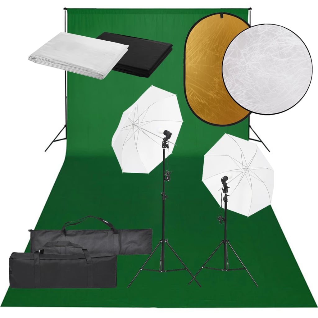 Kit De Studio Photo Avec Éclairage Toile De Fond Et Réflecteur