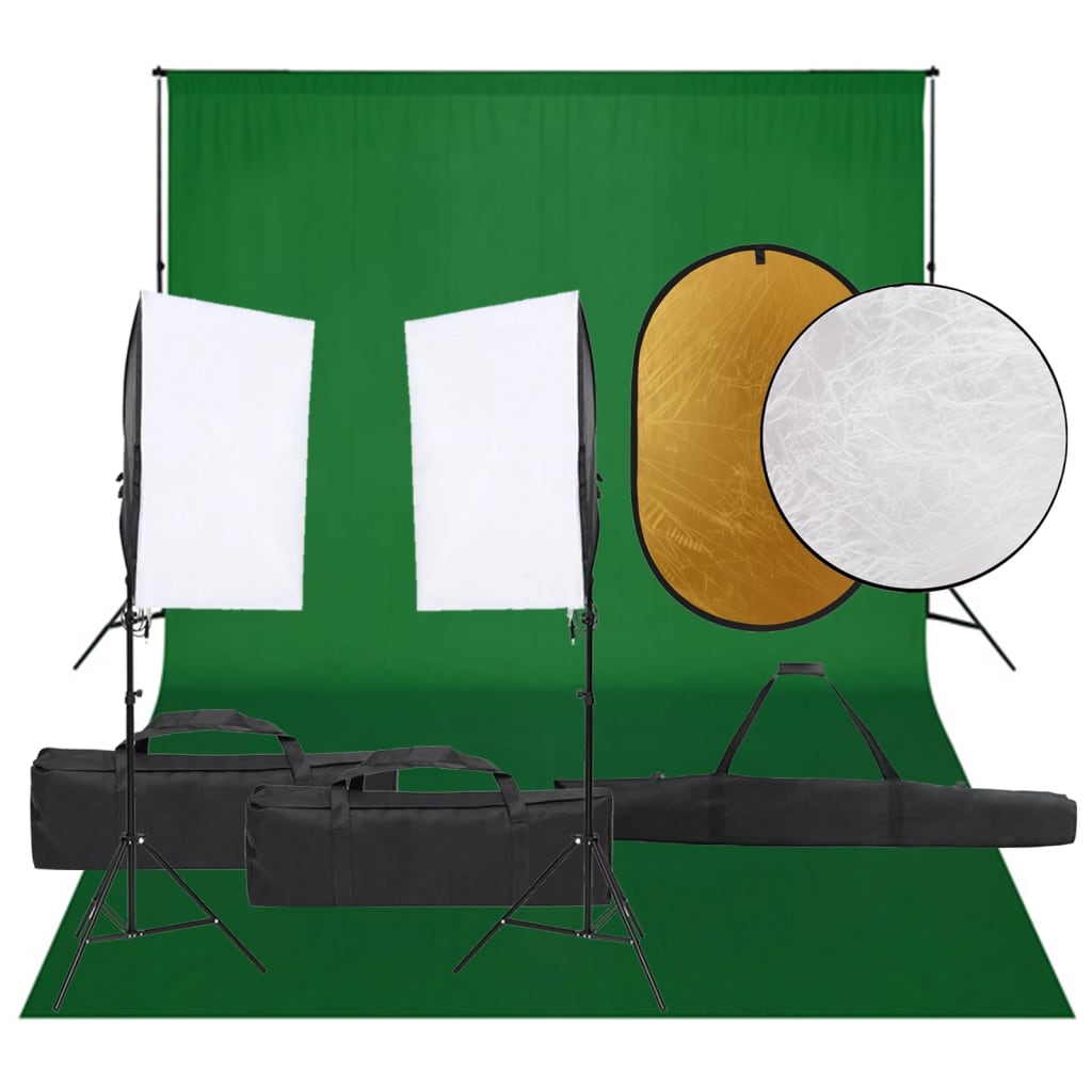 Kit De Studio Photo Avec Éclairage Toile De Fond Et Réflecteur