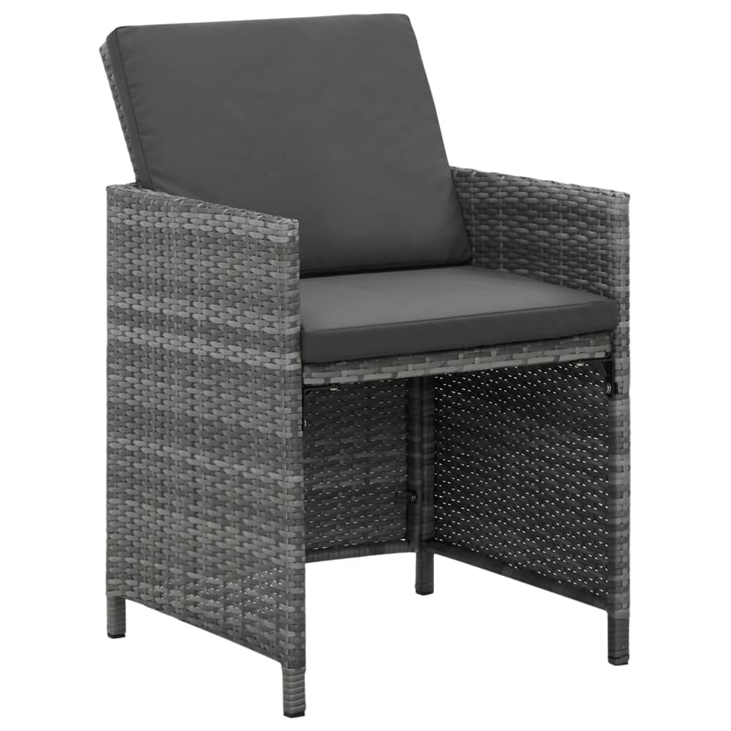 Ensemble À Manger De Jardin Coussins 5Pcs Résine Tressée Gris Gris Et Gris Foncé