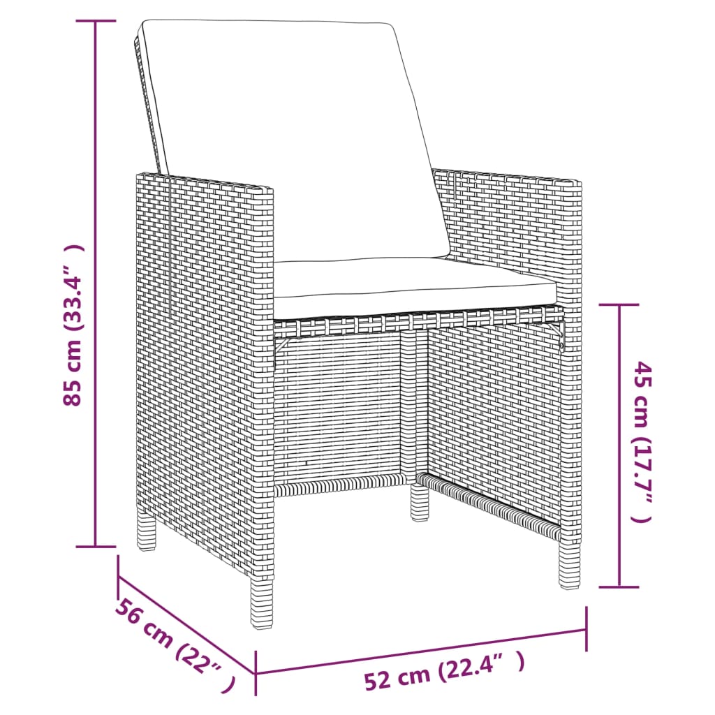 Ensemble À Manger De Jardin Coussins 5Pcs Résine Tressée Gris Gris Et Gris Foncé