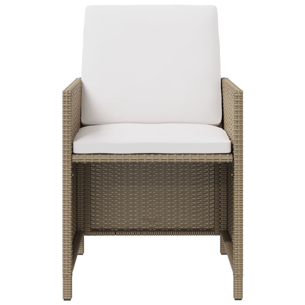 Ensemble À Manger De Jardin Et Coussins 5 Pcs Poly Rotin Beige Beige Et Blanc Crème
