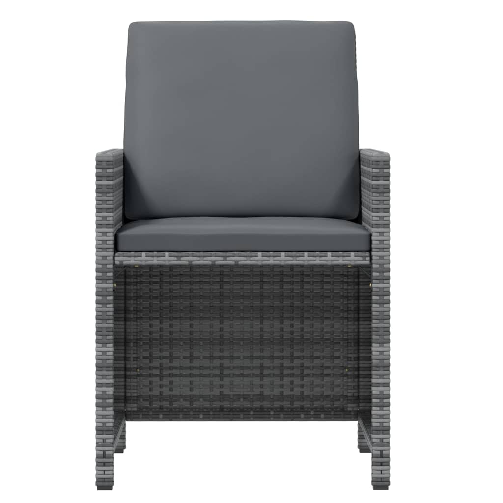 Ensemble À Manger De Jardin Coussins 11 Pcs Résine Tressée Gris