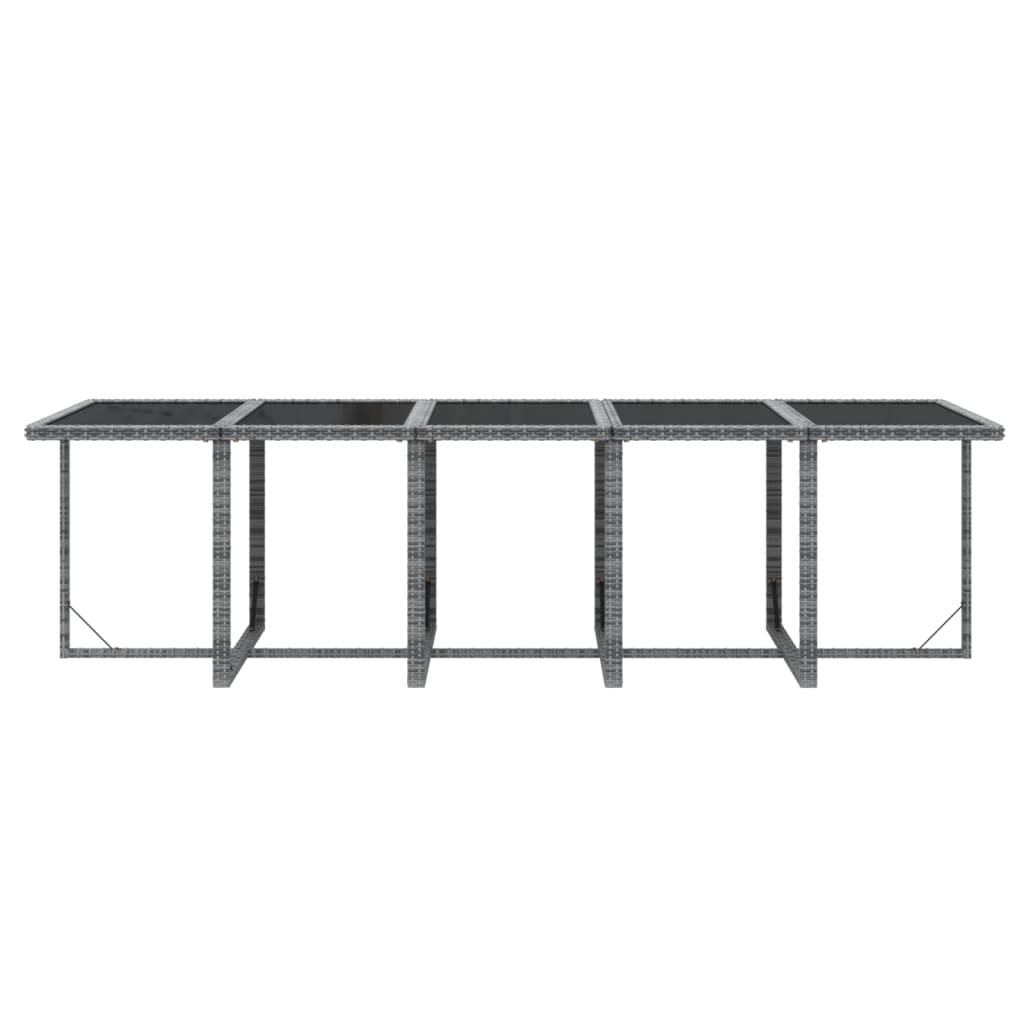 Ensemble À Manger De Jardin Coussins 11 Pcs Résine Tressée Gris